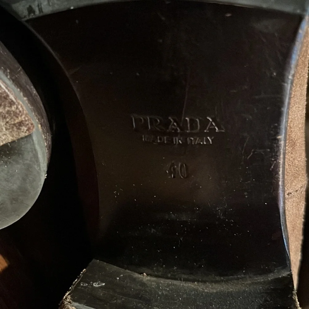 PRADA Size 40 (10) Narrow Fit Slouchy Brown Suede Boot Reeled - Picture 5 of 9